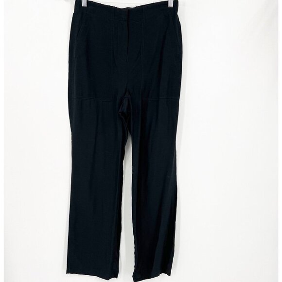 NWT J. Crew Straight Leg Black Pants Surplus Pockets Size 4 Linen Blend Work - Picture 1 of 6